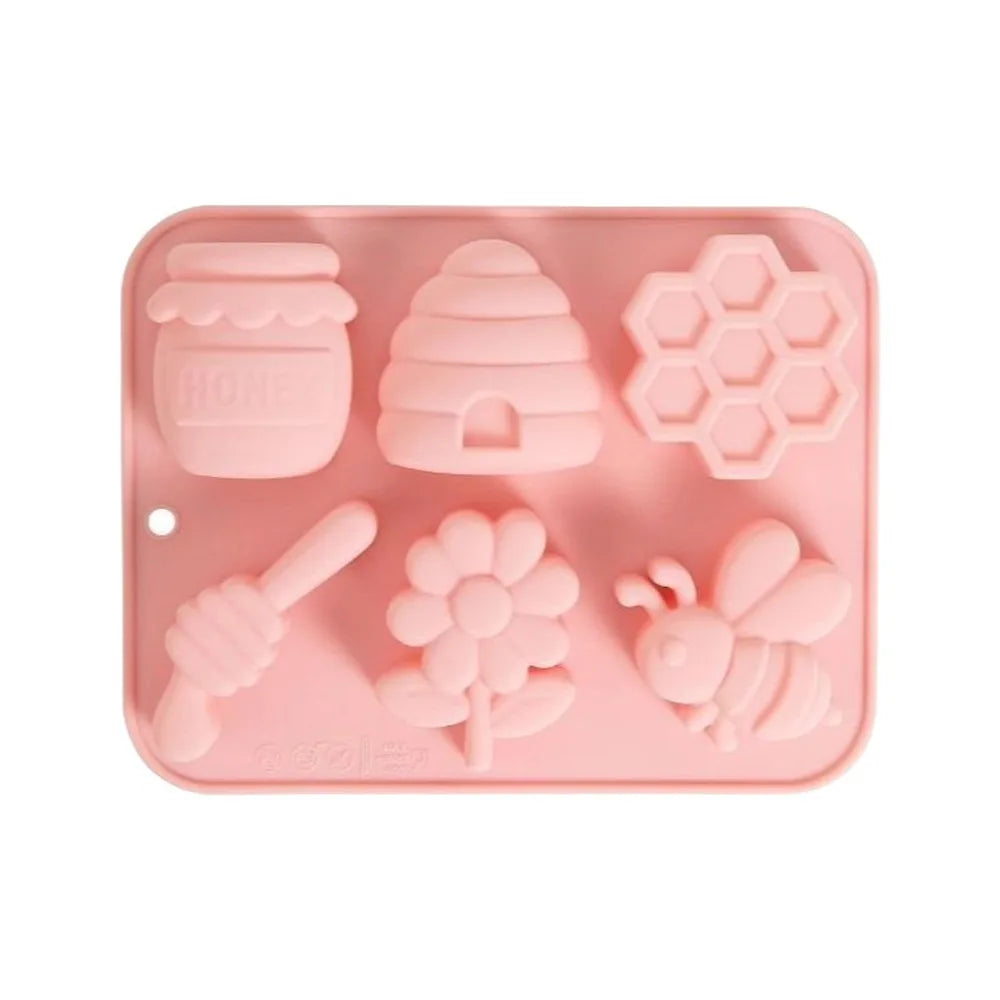 Bee Theme Silicone Baking Mold – 6 Cavity Non-Stick Chocolate Silicone Baking Mold Richie's Pink