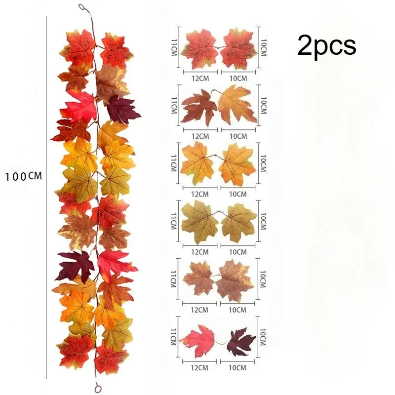 Artificial Maple Leaf Fall Garland – Autumn Vine Home Decor Fall Leaf Garland Richie's 2pcs
