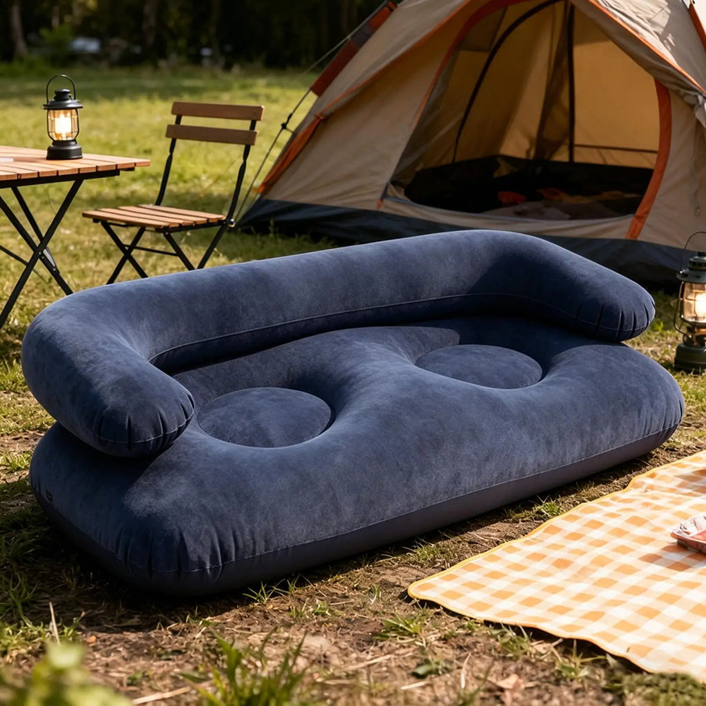 Inflatable Flocked Sofa with Armrest – Portable Air Couch Inflatable Sofa Richie's