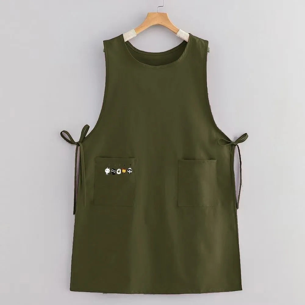 Waterproof Long Vest Apron with Pockets | Kitchen & Art Kitchen Apron Richie's Green