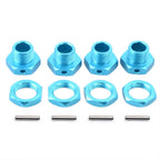 Kande 4pcs M17 17mm Aluminum Hex Hub Adapter Nut Dust Cover RC Car Wheel Adapter Richie's Blue 4PCS