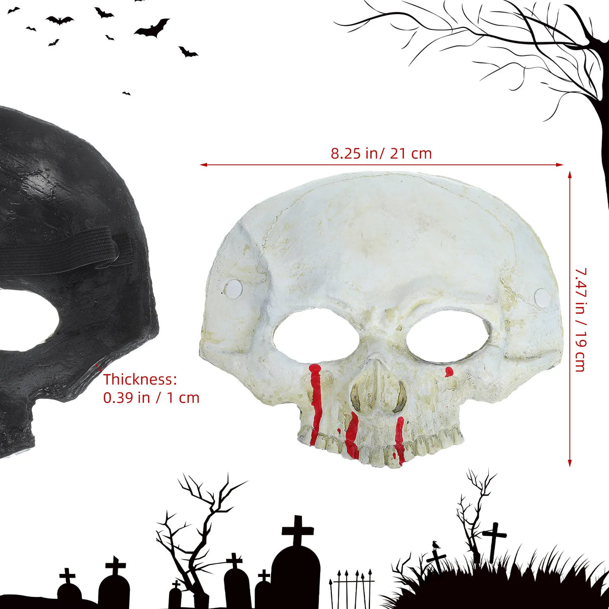 Skull Blood Pattern Half Face Mask – Lightweight PU Halloween Costume Halloween Costume Mask Richie's