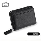 RFID Blocking Leather Card Wallet 14/20 Slots Zipper Coin Purse Card Holder Wallet Richie's Black-20card