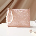 Lace Cosmetic Pouch Pearl Chain Makeup Travel Bag Organizer Cosmetic Travel Pouch Richie's