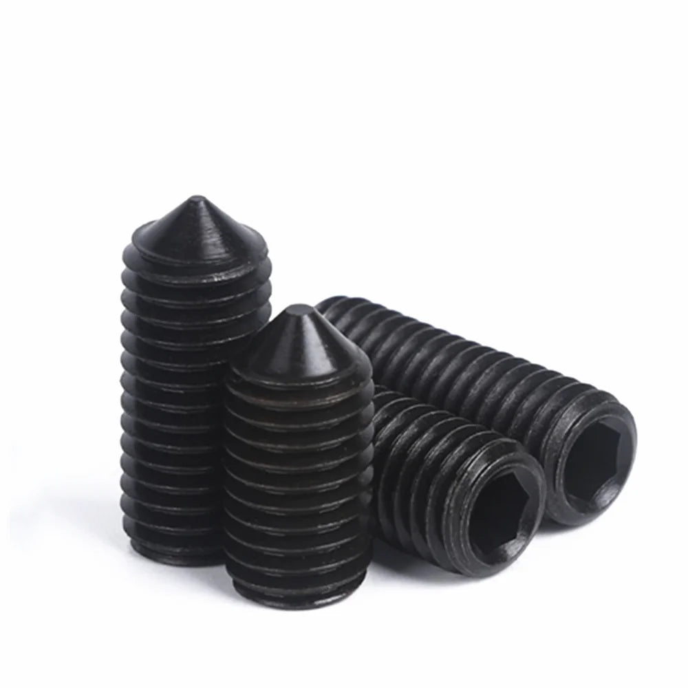 50Pcs DIN914 Grade 12.9 Hex Socket Cone Point Set Screws M2–M4 Hex Socket Set Screws Richie's