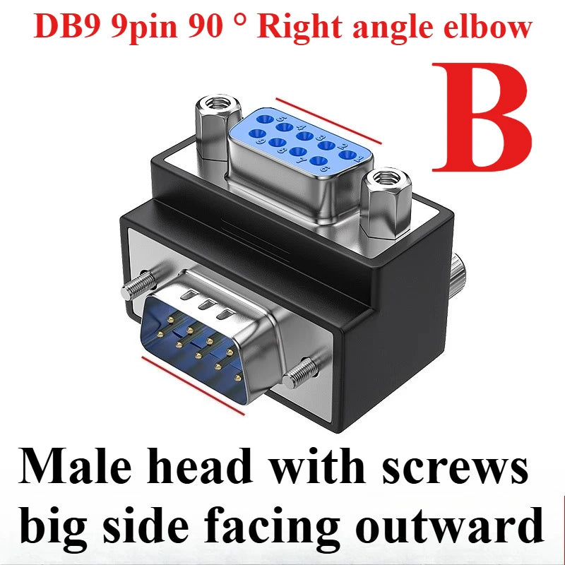 DB9 VGA 90° Right Angle Adapter – 9/15 Pin Male to Female VGA Adapter Connector Richie's B DB9 9 DB9MS90DW