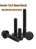 Hex Flange Bolts M6–M16 Grade 10.9 Carbon Steel Black Hex Flange Bolts Richie's 1pcs M8x35mm-Half thread
