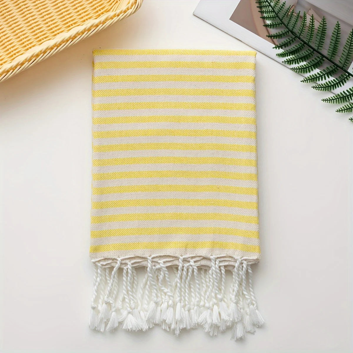 Extra-Large Turkish Beach Towel – Striped Quick-Dry Yellow Beach Towel Richie's 1pc Yellow