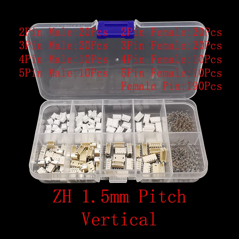 JST Connector Kit – Multi-Pitch Male & Female Housing Terminal Set Connector Terminal Kit Richie's ZH 1.5mm Vertical