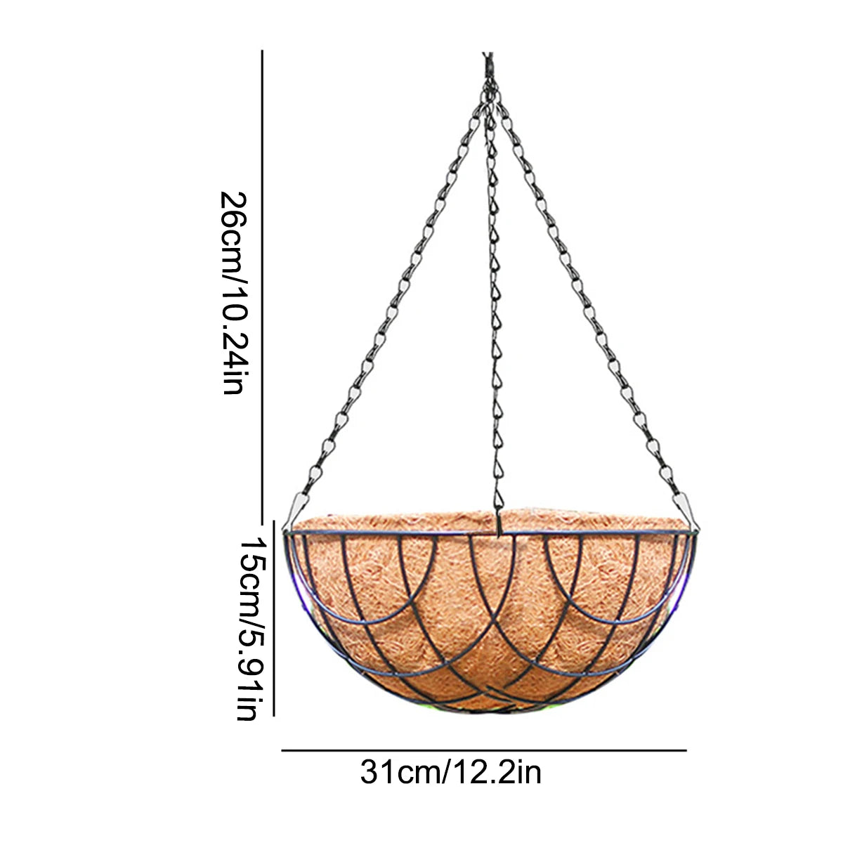 Iron Hanging Basket Flower Pot – Wall Garden & Courtyard Decor Hanging Basket Planter Richie's Brown