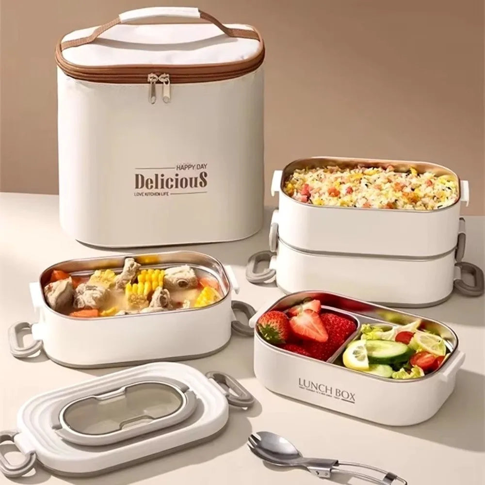 Stainless Steel Thermal Lunch Box – Stackable Divided Set Thermal Lunch Box Richie's