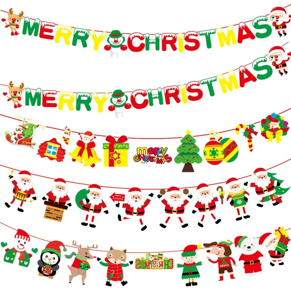Christmas Hanging Bunting Banner – Xmas Non-Woven Party Decor Christmas Bunting Banner Richie's