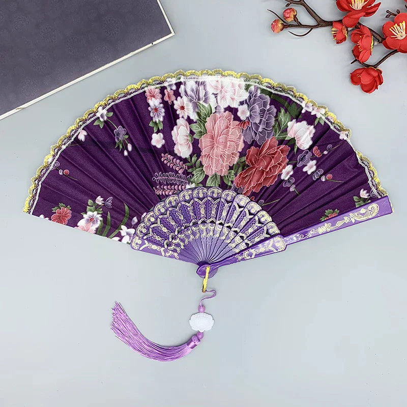 Vintage Silk Folding Hand Fan – Décor, Dance & Gift Decorative Folding Fan Richie's