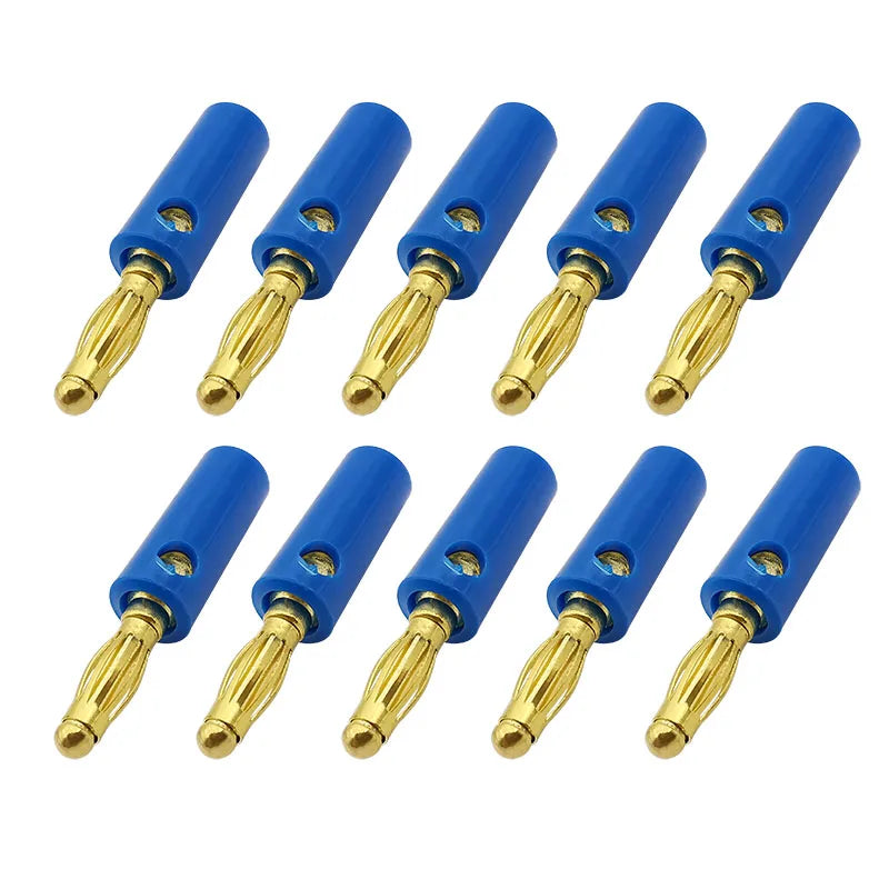 10Pcs 4mm Gold-Plated Banana Plug Solderless Screw Connector Set Banana Plug Connector Richie's 10 Blue