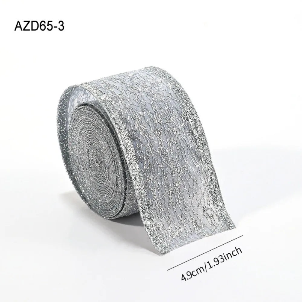 2M Sparkling Mesh Christmas Ribbon Glitter Sequins DIY Bow Christmas Ribbon Richie's 4.9CM Silver