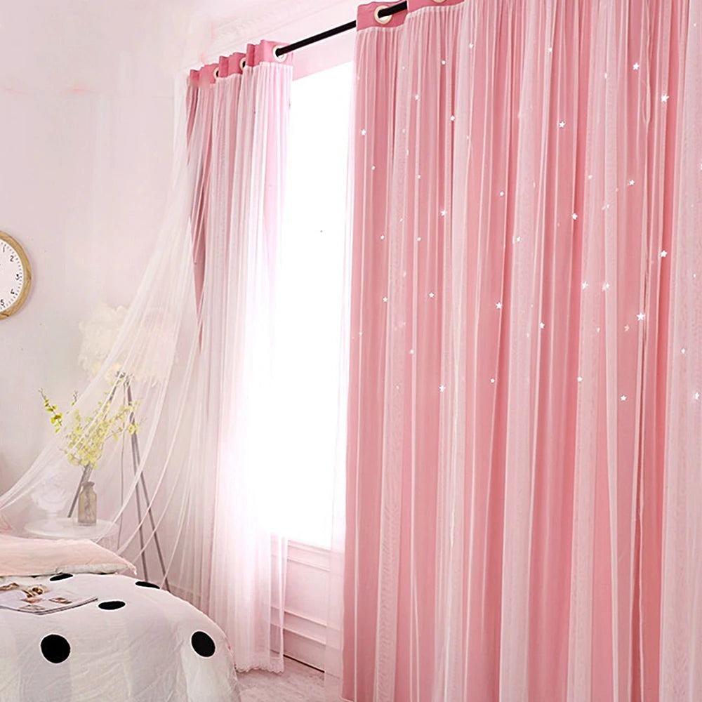 Tulle Blackout Curtains Double Layer Star Modern – 1 Panel Blackout Curtain Panel Richie's