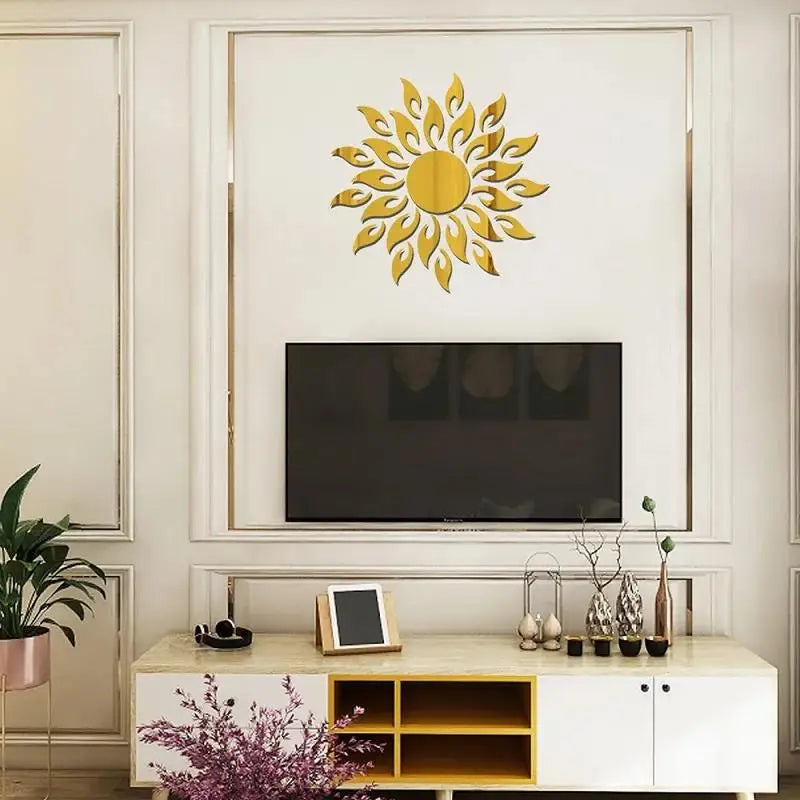 Sunflower Acrylic Mirror Wall Sticker – Reflective Decal Mirror Wall Sticker Richie's Gold