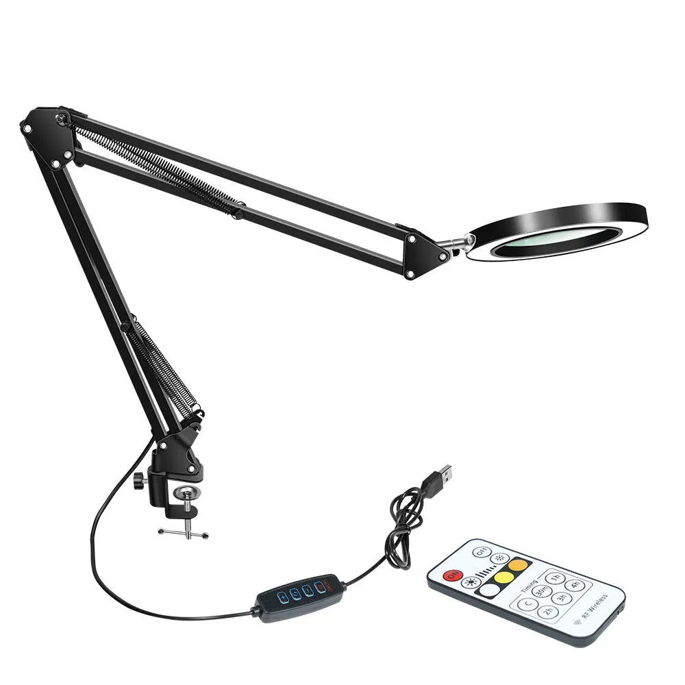 72-LED Magnifier Desk Lamp 8x/10x Remote Control 3 Color Magnifier Desk Lamp Richie's 37CM BLACK
