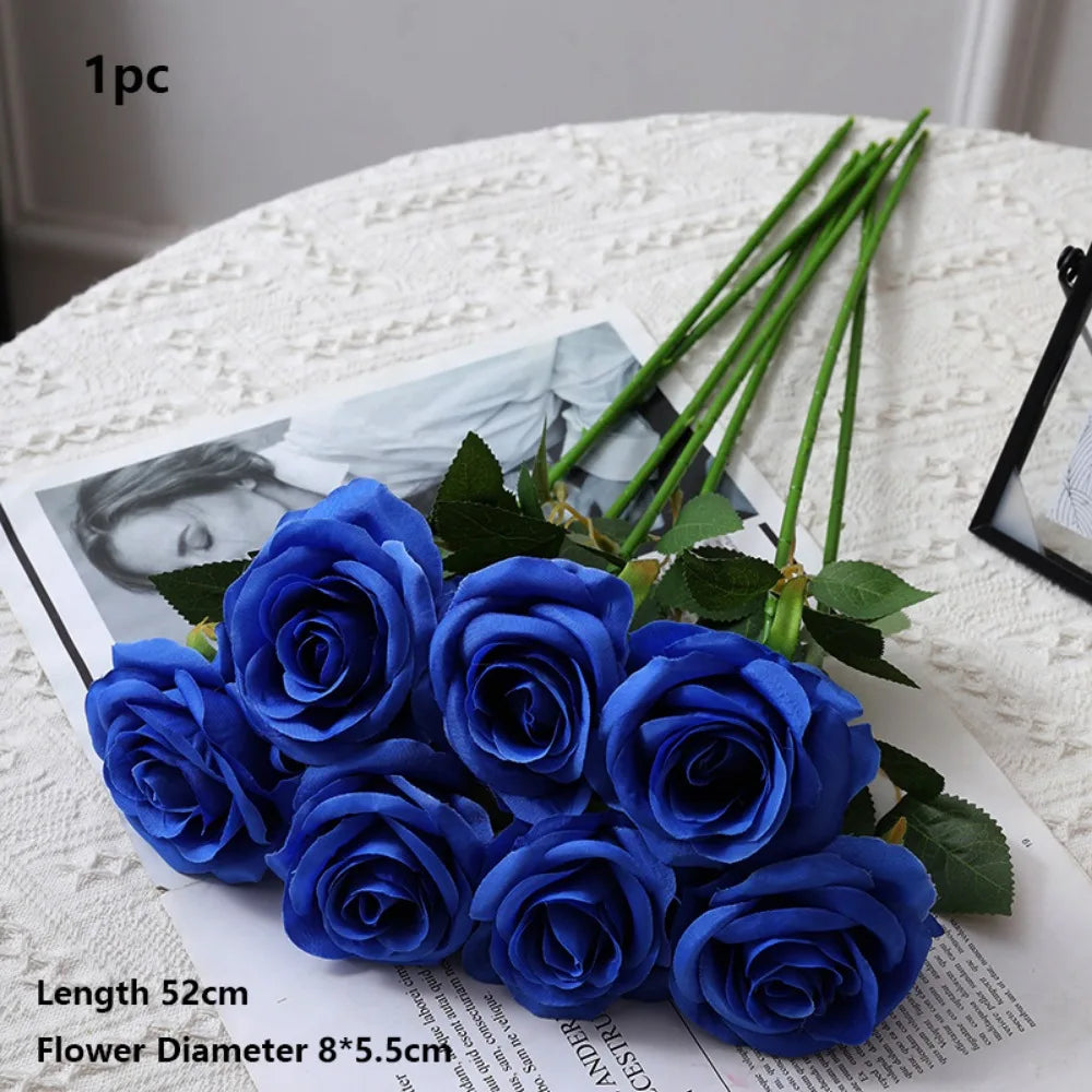 Silk Artificial Rose – 8 Colors for Party & Home Decor Artificial Silk Flowers Richie's Dark Blue