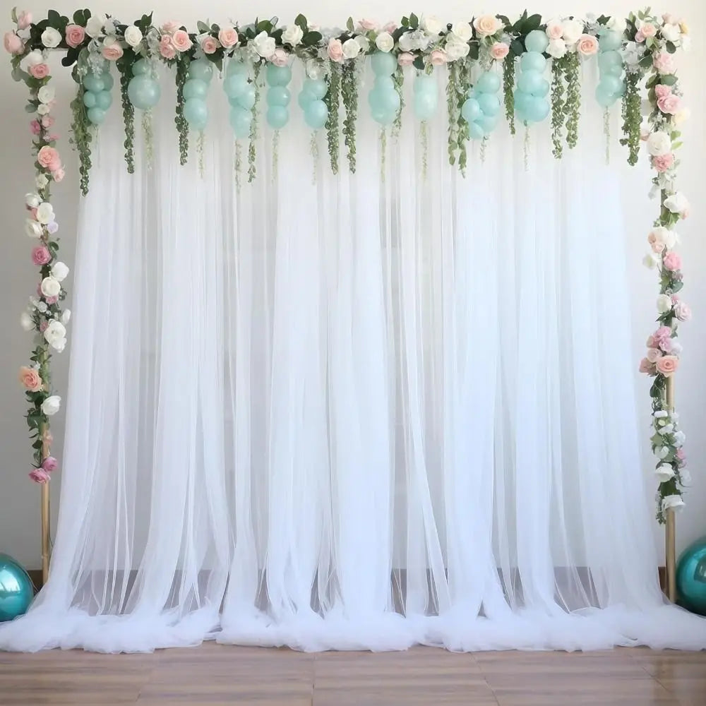 White Sheer Chiffon Backdrop – Wrinkle-Free Rod Pocket Drape Chiffon Backdrop Drape Richie's
