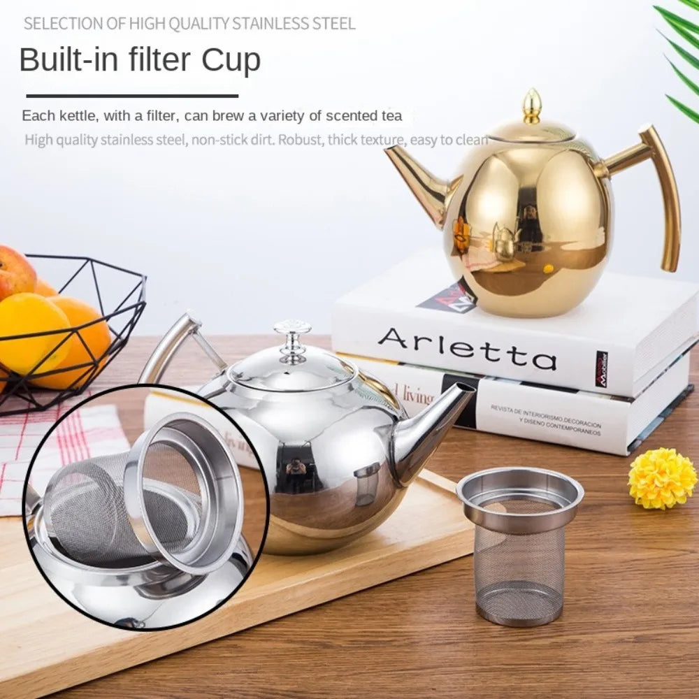 Stainless Steel Teapot Kettle 1L–2L with Filter | Gas & Induction Stovetop Tea Kettle Richie's