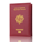 France Passport Cover PU Leather Travel Wallet Card Holder Passport Travel Wallet Richie's maroon