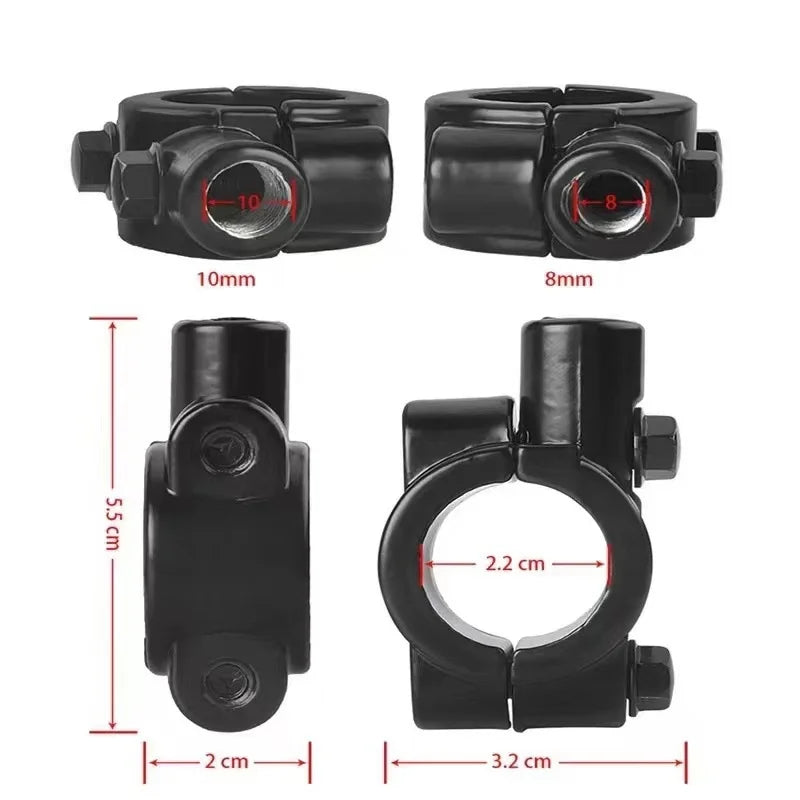 Motorcycle Handlebar Mirror Mount Bracket 8MM/10MM – 2pc Mirror Mount Bracket Richie's