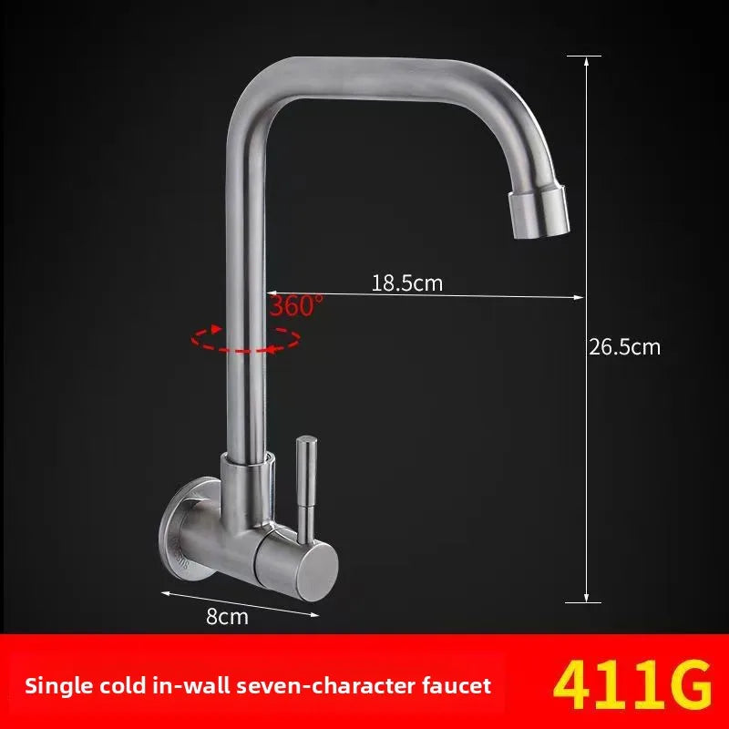 Wall Mount Single Cold Kitchen Faucet – Stainless Steel Sink Tap Kitchen Wall Faucet Richie's 304-1