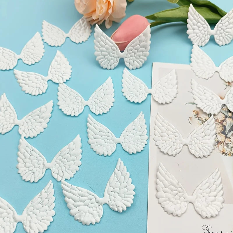 50pcs White Satin Angel Wing Patches – DIY Fabric Appliques Fabric Appliques Richie's