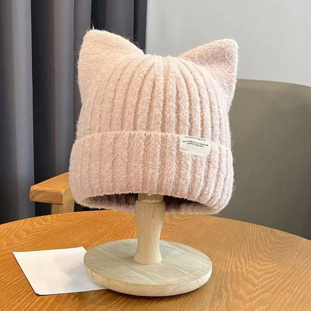 Cat Ear Beanie Hat for Women – Cute Warm Knit Winter Cap Knit Beanie Hat Richie's