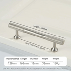 Solid Brass Cabinet Handles Vertical Fluting Drawer Pulls Cabinet Drawer Pulls Richie's Silver 128mm