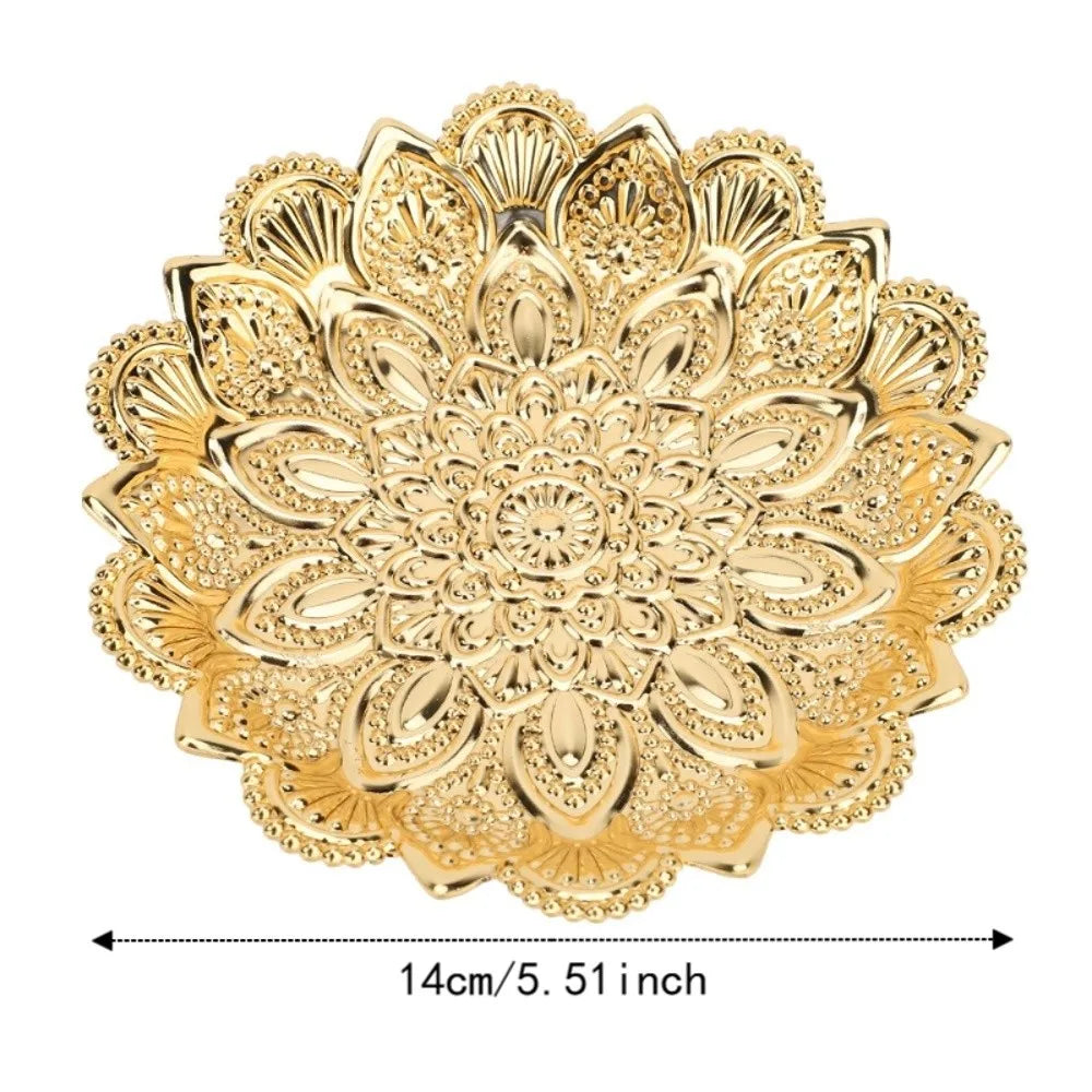 Gold Turkish Serving Tray – Embossed Round Iron Centerpiece Decorative Serving Tray Richie's