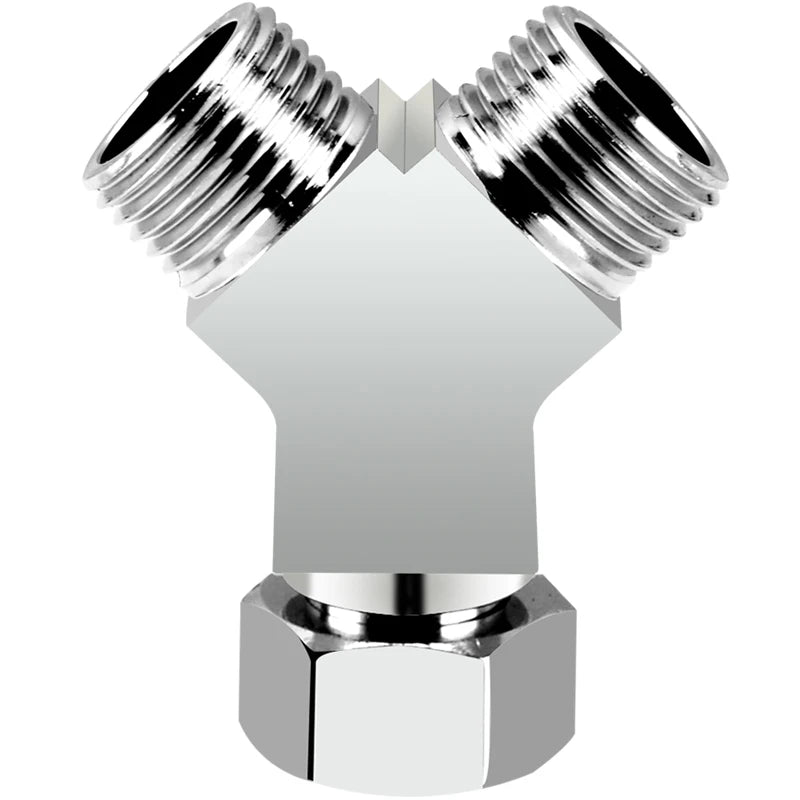1/2" All-Brass Three-Way Faucet Splitter | 1-In-2-Out Fitting Brass Pipe Fitting Richie's
