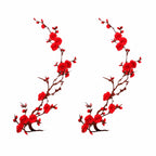 Cherry Blossom Iron-On Embroidery Patches – 2Pcs Floral Appliqué Embroidery Iron-On Patch Richie's Red