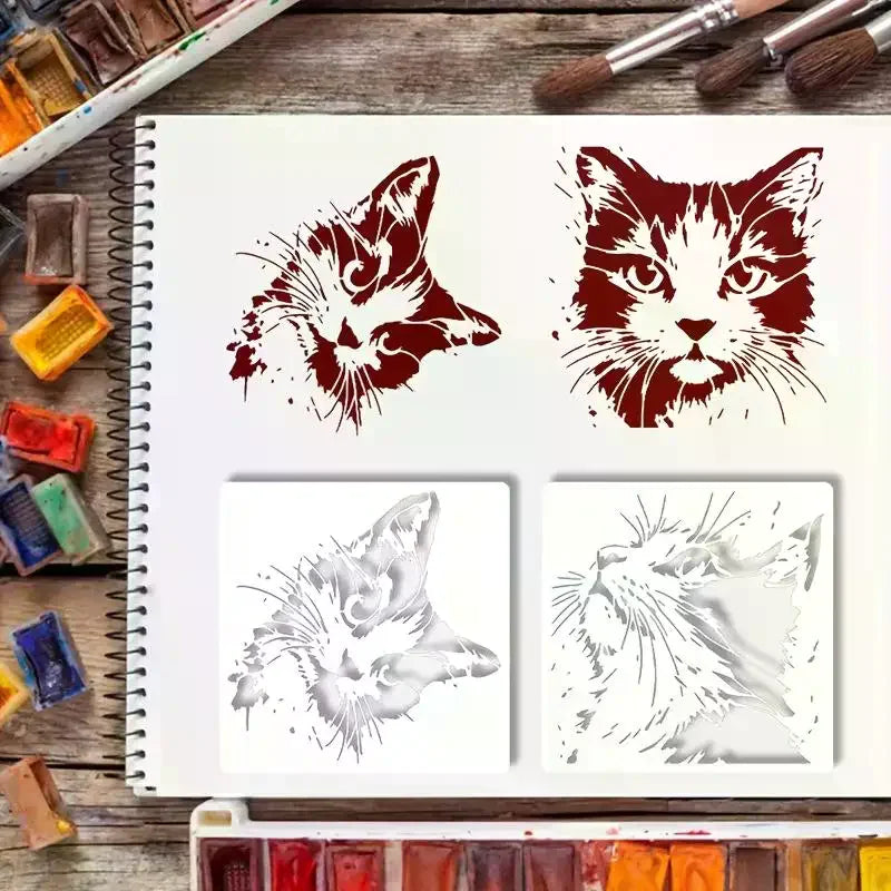 Reusable 4-Piece Cat Painting Stencils – Kids DIY Art Craft Art Stencil Set Richie's