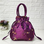 Women Embroidery Flower Cosmetic Bag – Ethnic Mini Purse & Pouch Cosmetic Pouch Richie's rose purple 2