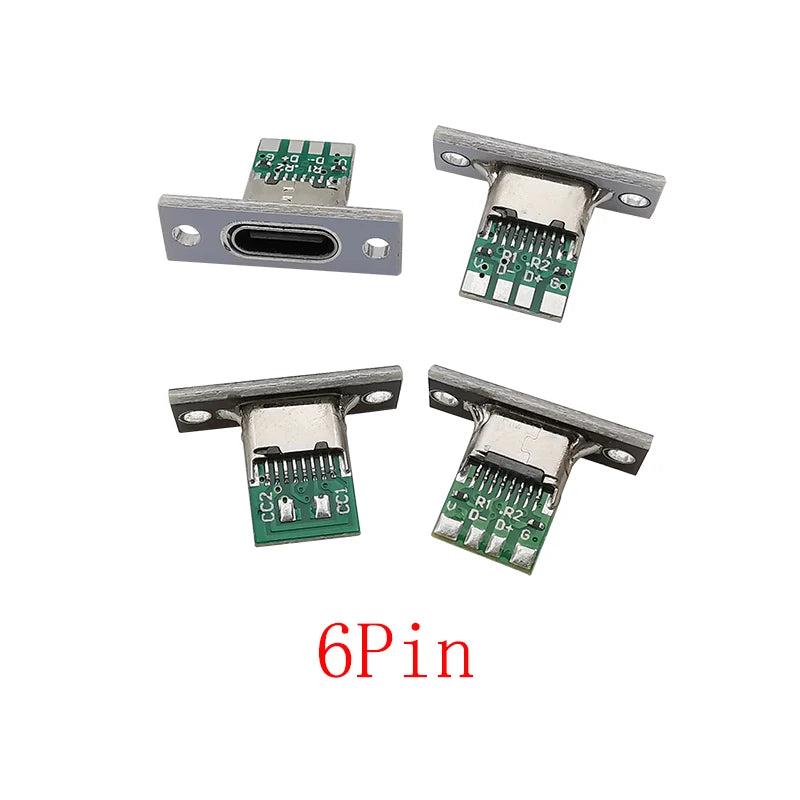 USB-C Female Soldering Connector 2/4/6 Pin with Fixing Plate USB-C Connector Richie's