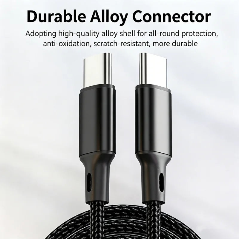 USB-C to USB-C Cable 60W 3A Fast Charging Nylon Braided 1m–2m USB-C Charging Cable Richie's
