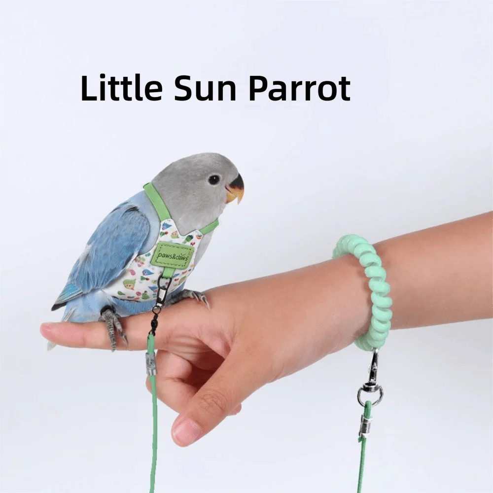 Adjustable Breathable Parrot Flight Harness & Walking Leash Bird Flight Harness Richie's Green-Style3