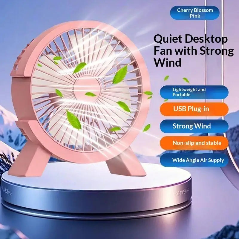Mini USB Desktop Fan – Quiet Portable Cooling for Office & Dorm USB Desktop Fan Richie's Pink