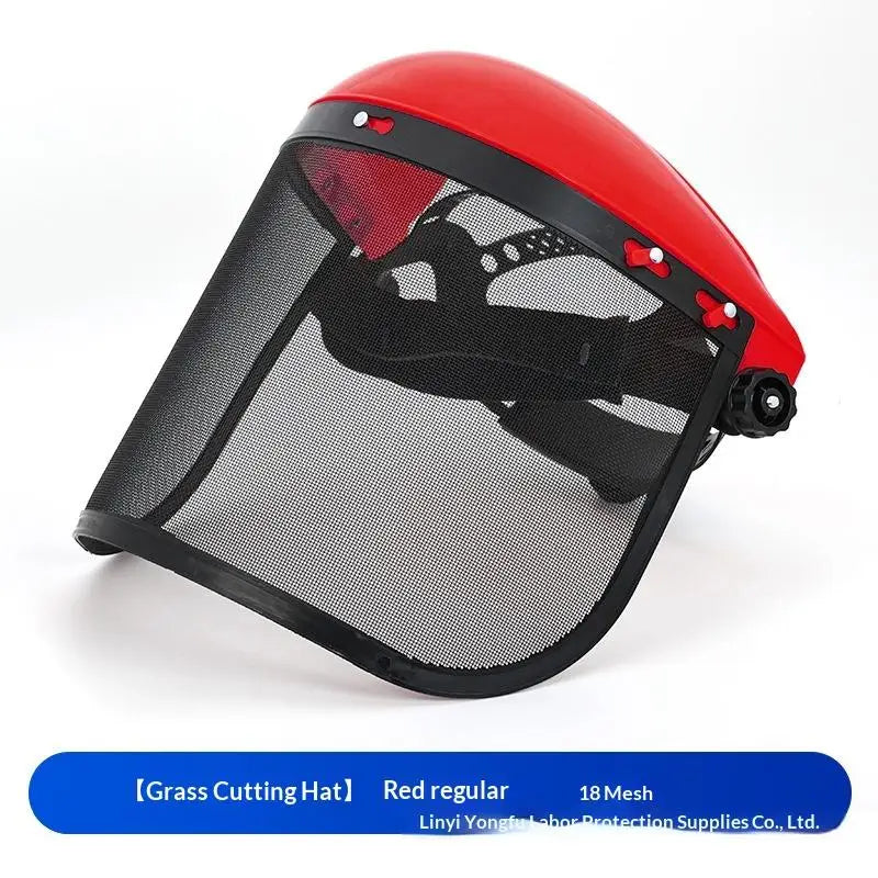 Adjustable Wire Mesh Face Shield Chainsaw Safety Helmet Safety Face Shield Richie's Red