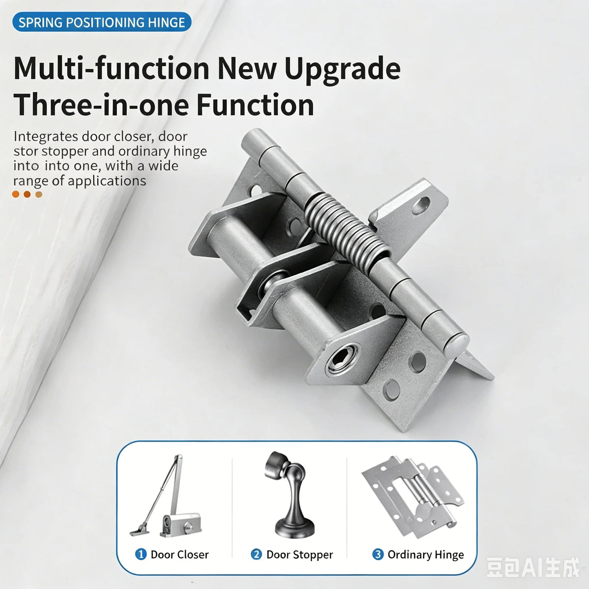 3-in-1 Self-Closing Spring Door Hinge with 90° Positioning Self-Closing Door Hinge Richie's