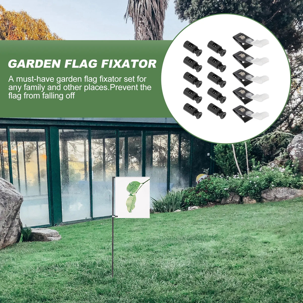 Garden Flag Stoppers Rubber Clips & Flagpole Fixators – 5 Sets Flag Pole Accessories Richie's