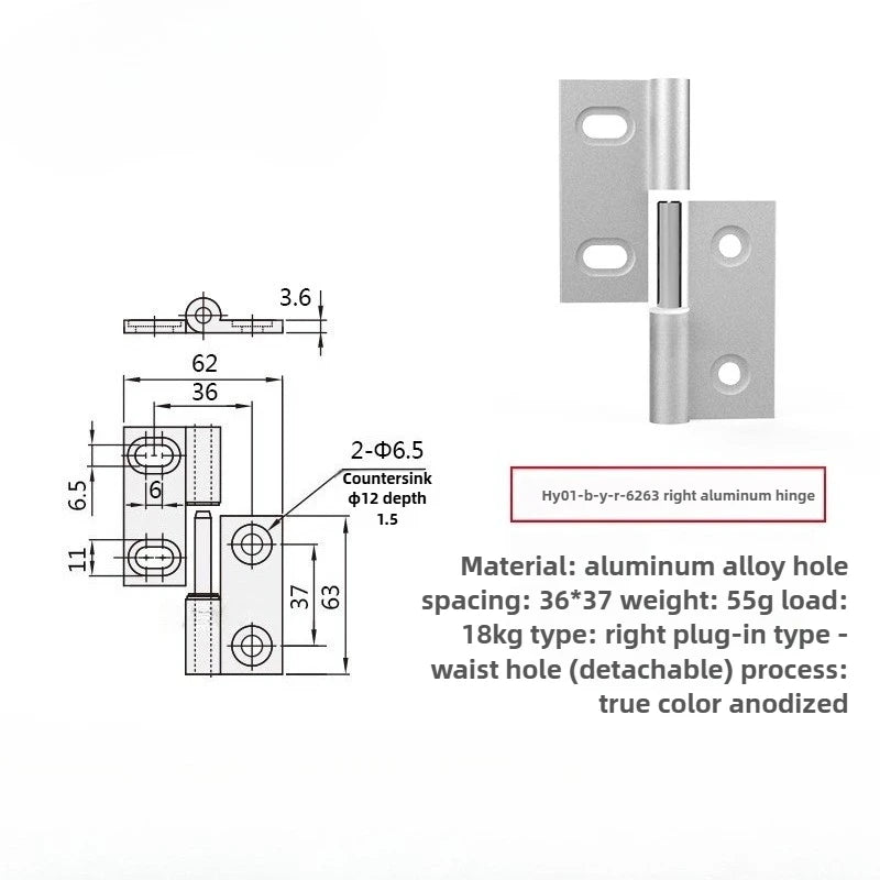 Plug-In Aluminum Alloy Cabinet Door Hinge – Quick Release Cabinet Door Hinge Richie's HY01-B-Y-R-6263 righ