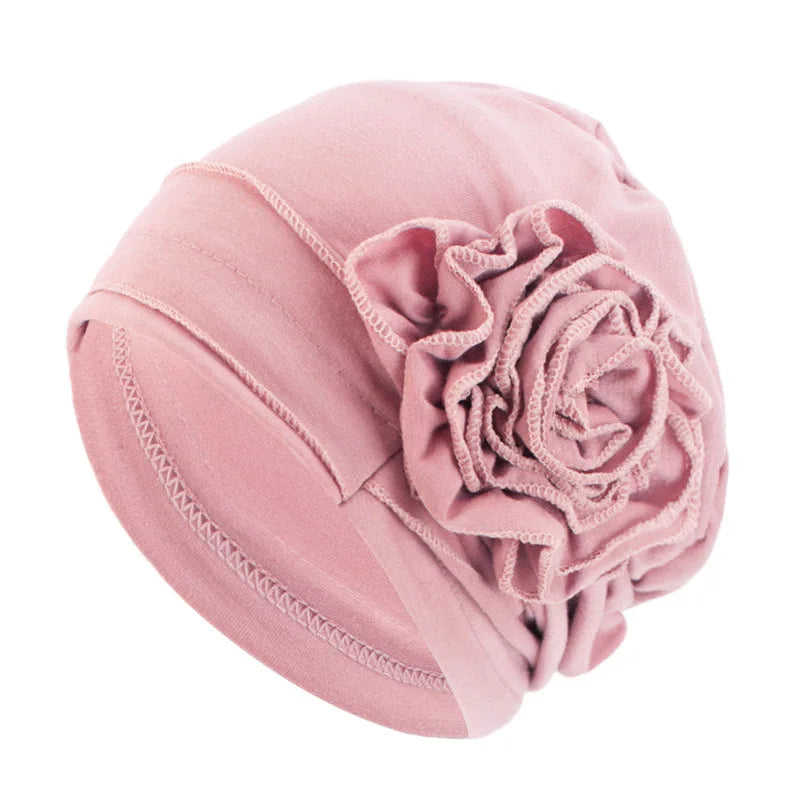 Women Flower Turban Hat Hijab Cap Elastic Head Wrap Bonnet Turban Hat Richie's pink