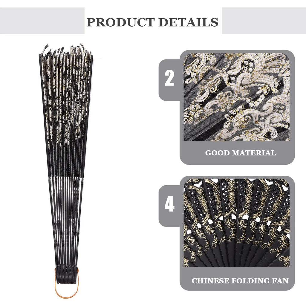 Black Folding Hand Fan – Vintage Chinese Oriental Style Folding Hand Fan Richie's