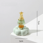 Glass Christmas Tree Figurine with Rotating Ceramic Base | Mini Christmas Figurine Richie's Yellow Green