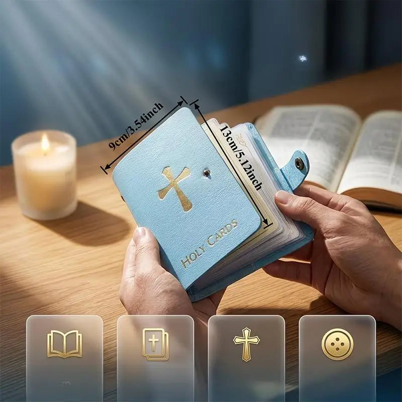 Leather Holy Card Holder – Prayer Card Organizer, Snap Close Card & ID Holder Richie's