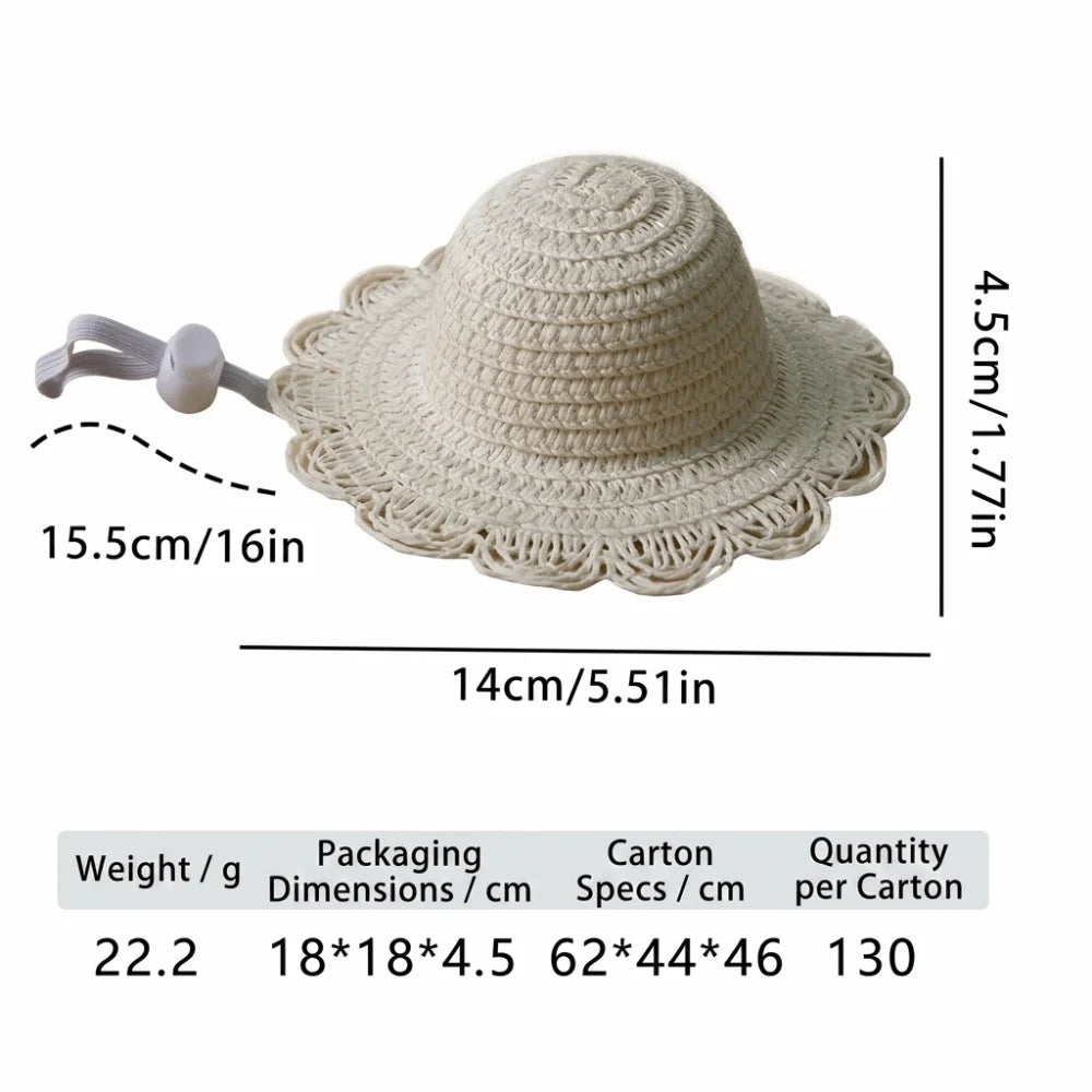 Mini Straw Sun Hat for Cats & Small Dogs | Breathable Pet Hat Pet Sun Hat Richie's White