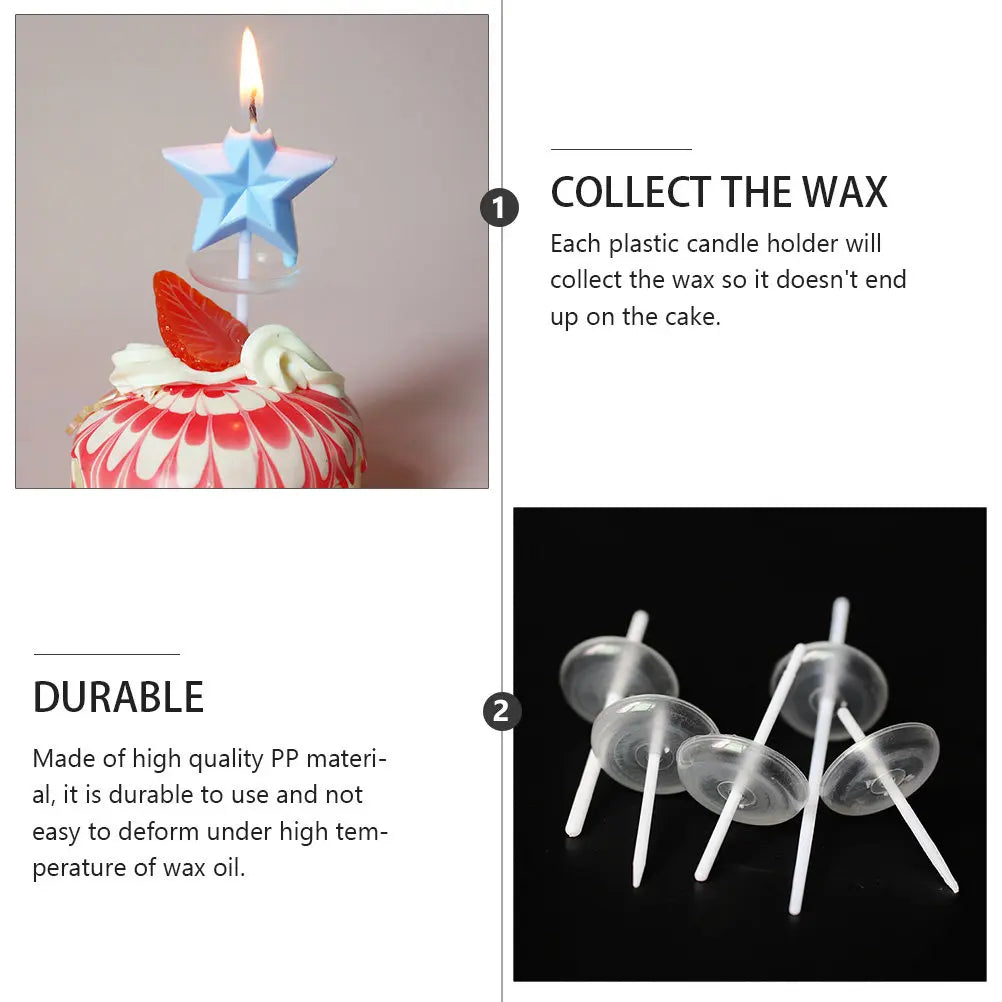 50Pcs Transparent Wax Drip Guard Cake Candle Holder Insert Trays Cake Candle Holder Richie's Default Title